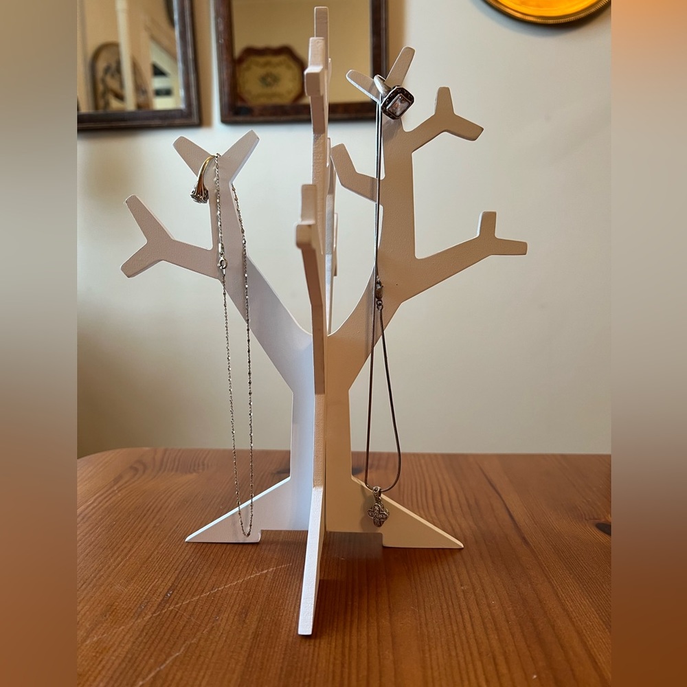 Jewelry tree stand, white, wooden Size OS